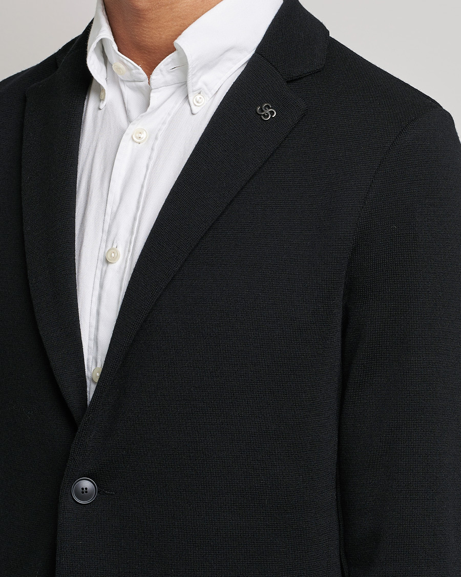 Herre | Dressjakker | Gran Sasso | Travel Wool Knitted Jacket Black