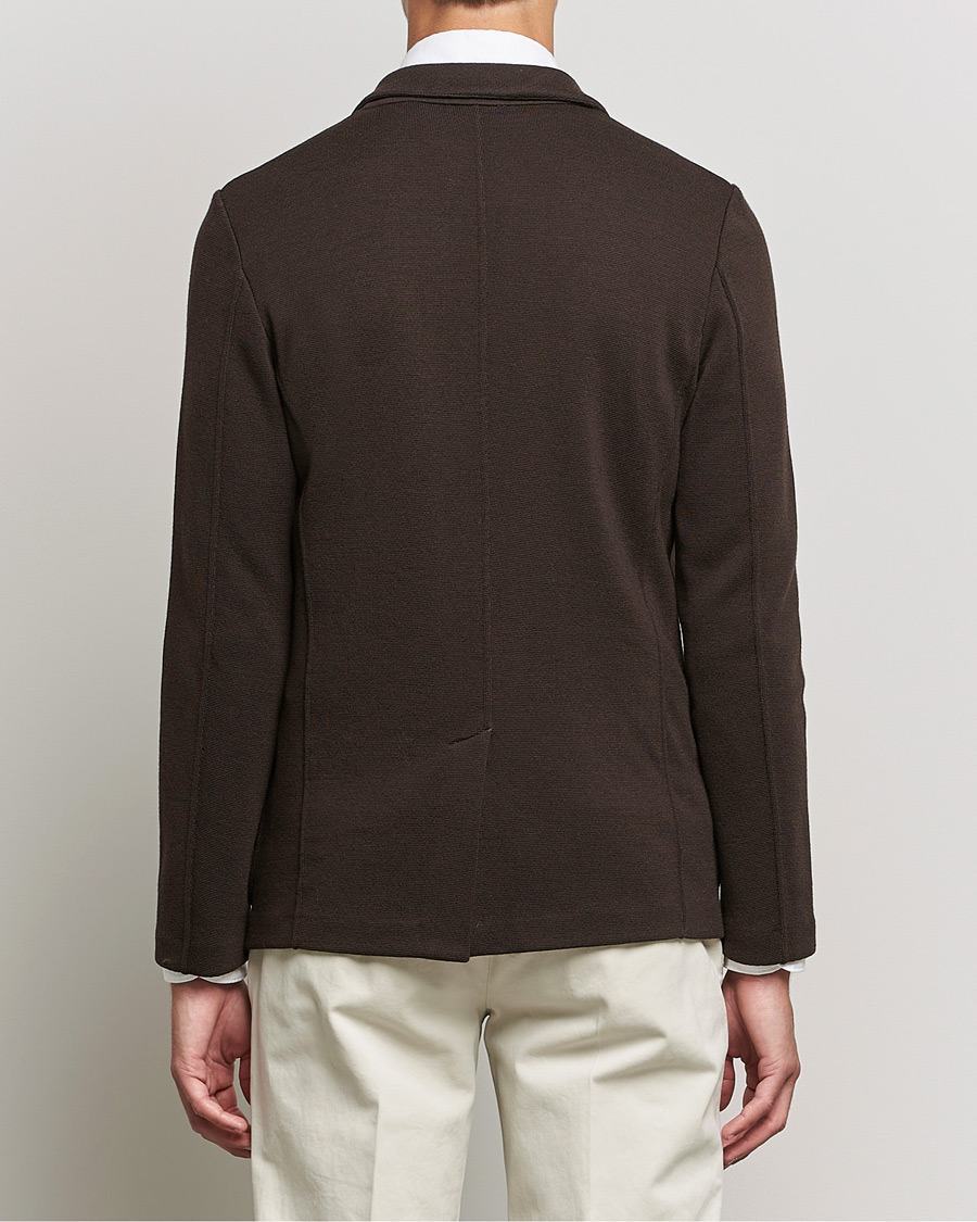Herre | Dressjakker | Gran Sasso | Travel Wool Knitted Jacket Brown
