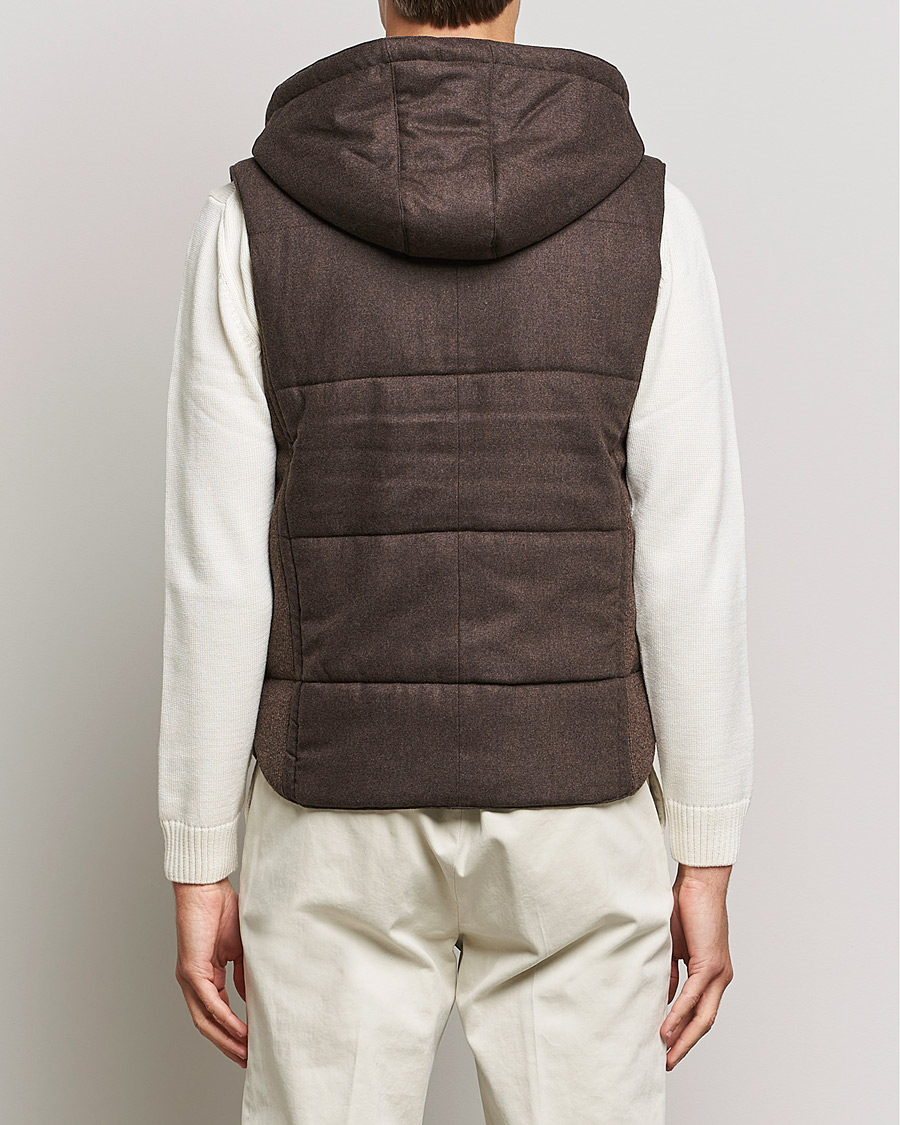 Herre | Gensere | Gran Sasso | Wool Flannel Hooded Vest Brown