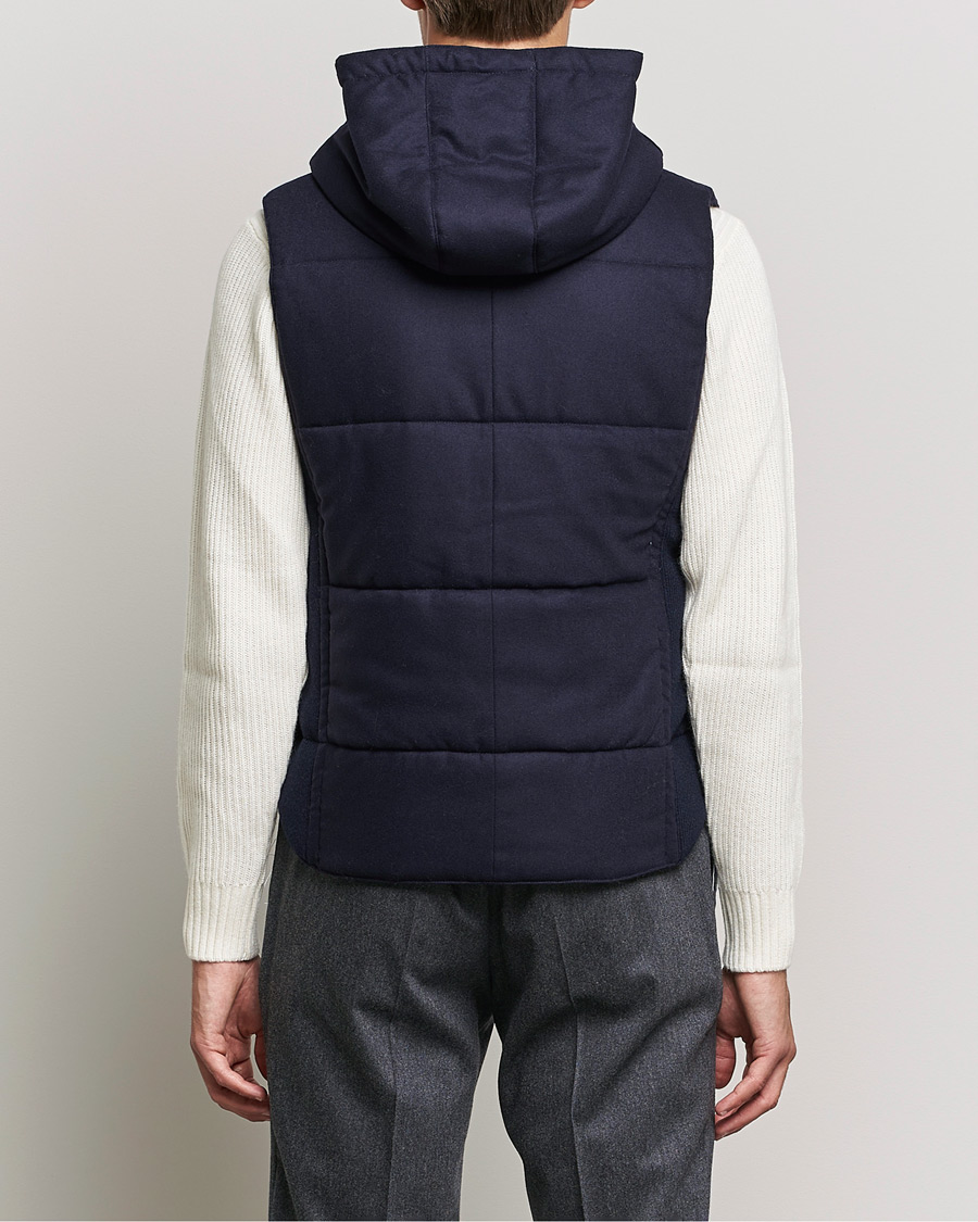 Herre | Gensere | Gran Sasso | Wool Flannel Hooded Vest Navy