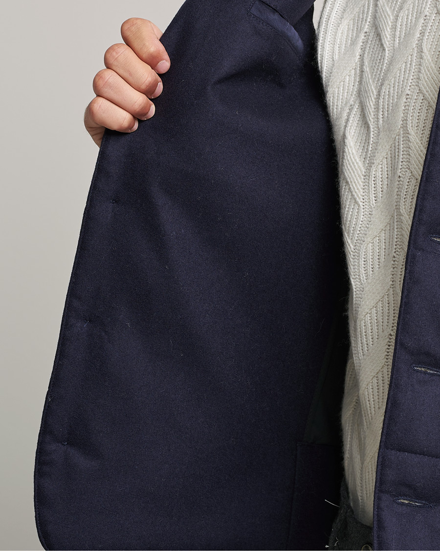 Herre | Gensere | Gran Sasso | Wool Flannel Hooded Vest Navy