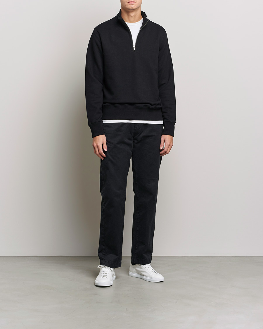 Herre | Gensere | Merz b. Schwanen | Organic Cotton Half Zip Sweat Black