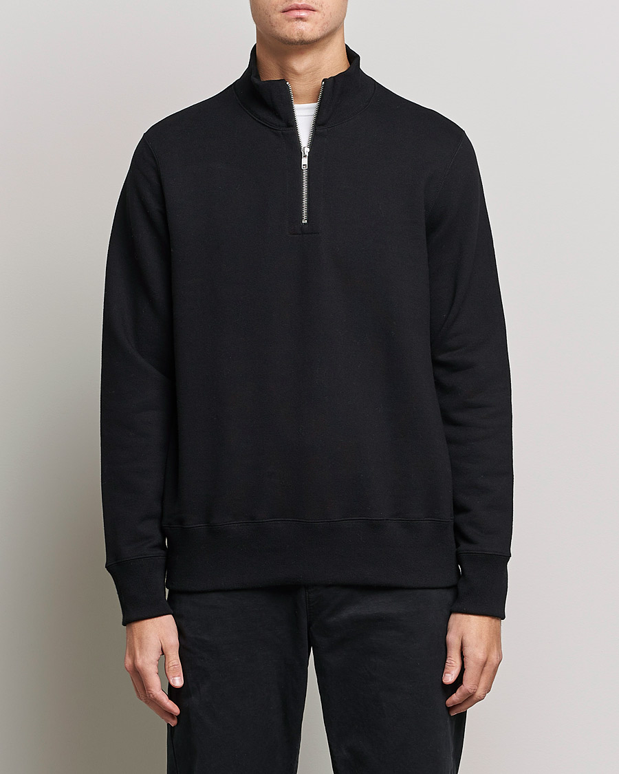 Herre | Klær | Merz b. Schwanen | Organic Cotton Half Zip Sweat Black