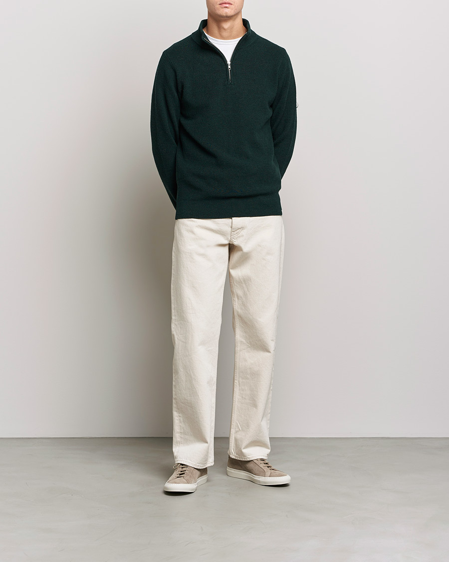 Herre | Gensere | Merz b. Schwanen | Merino Wool Half Zip Forest