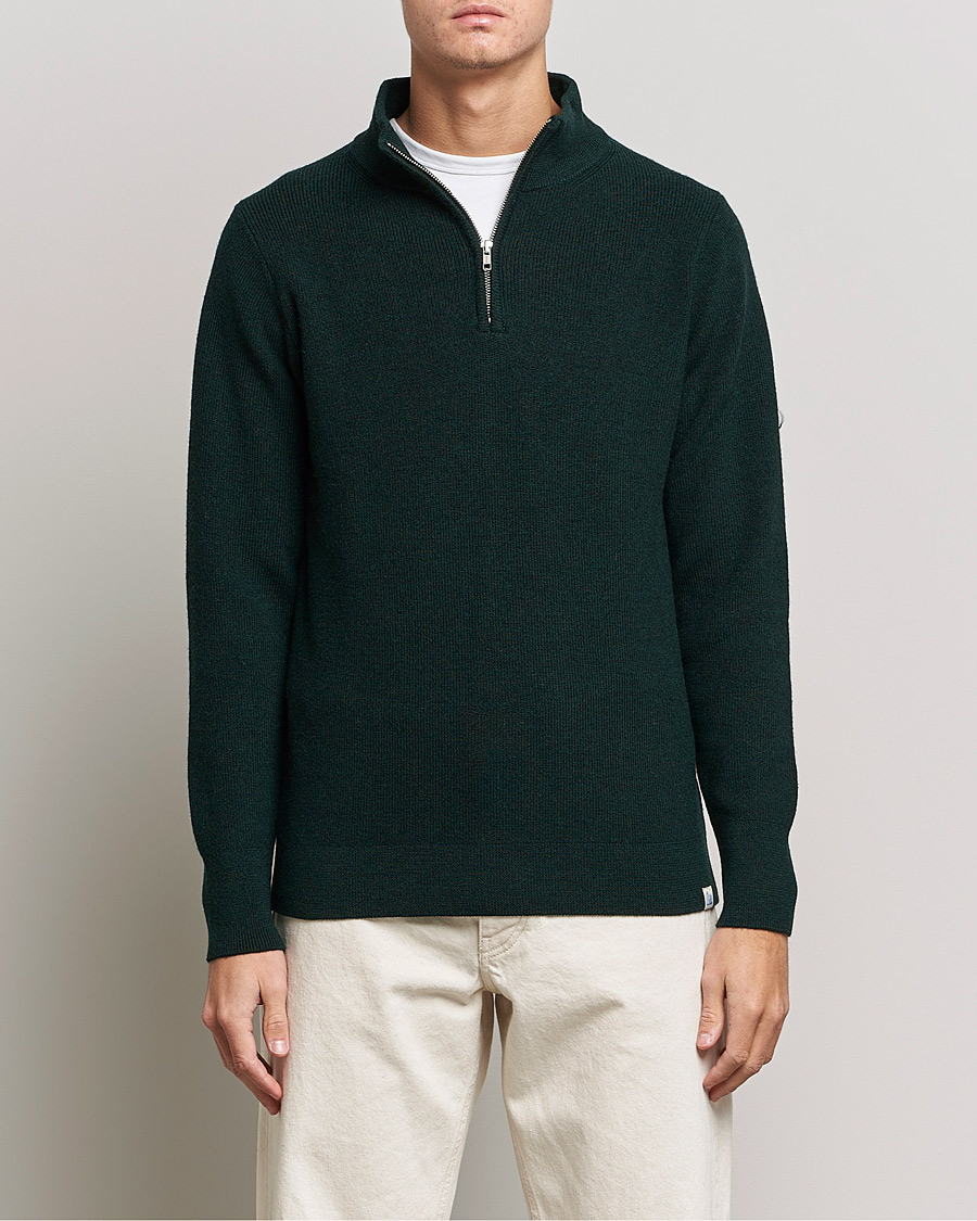 Herre | Gensere | Merz b. Schwanen | Merino Wool Half Zip Forest