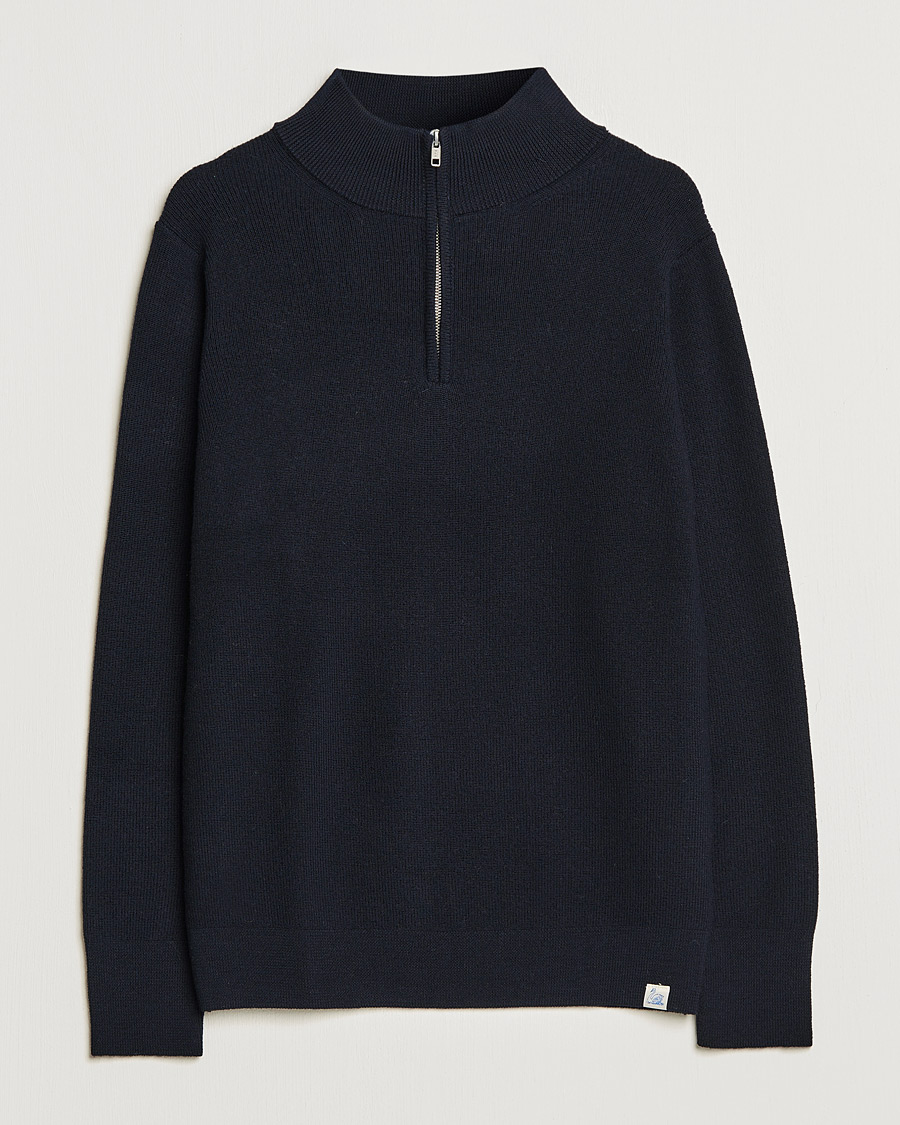 Herre | Gensere | Merz b. Schwanen | Merino Wool Half Zip Dark Navy