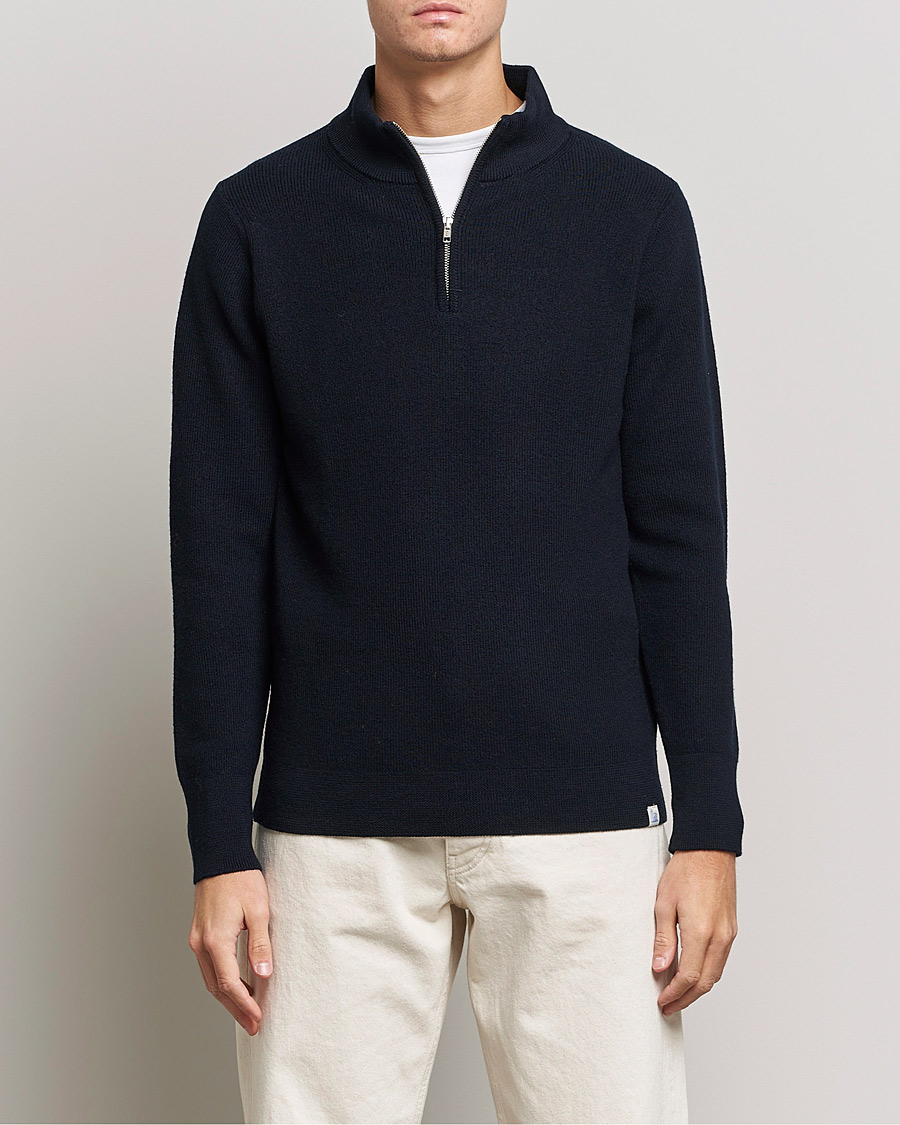 Herre | Gensere | Merz b. Schwanen | Merino Wool Half Zip Dark Navy