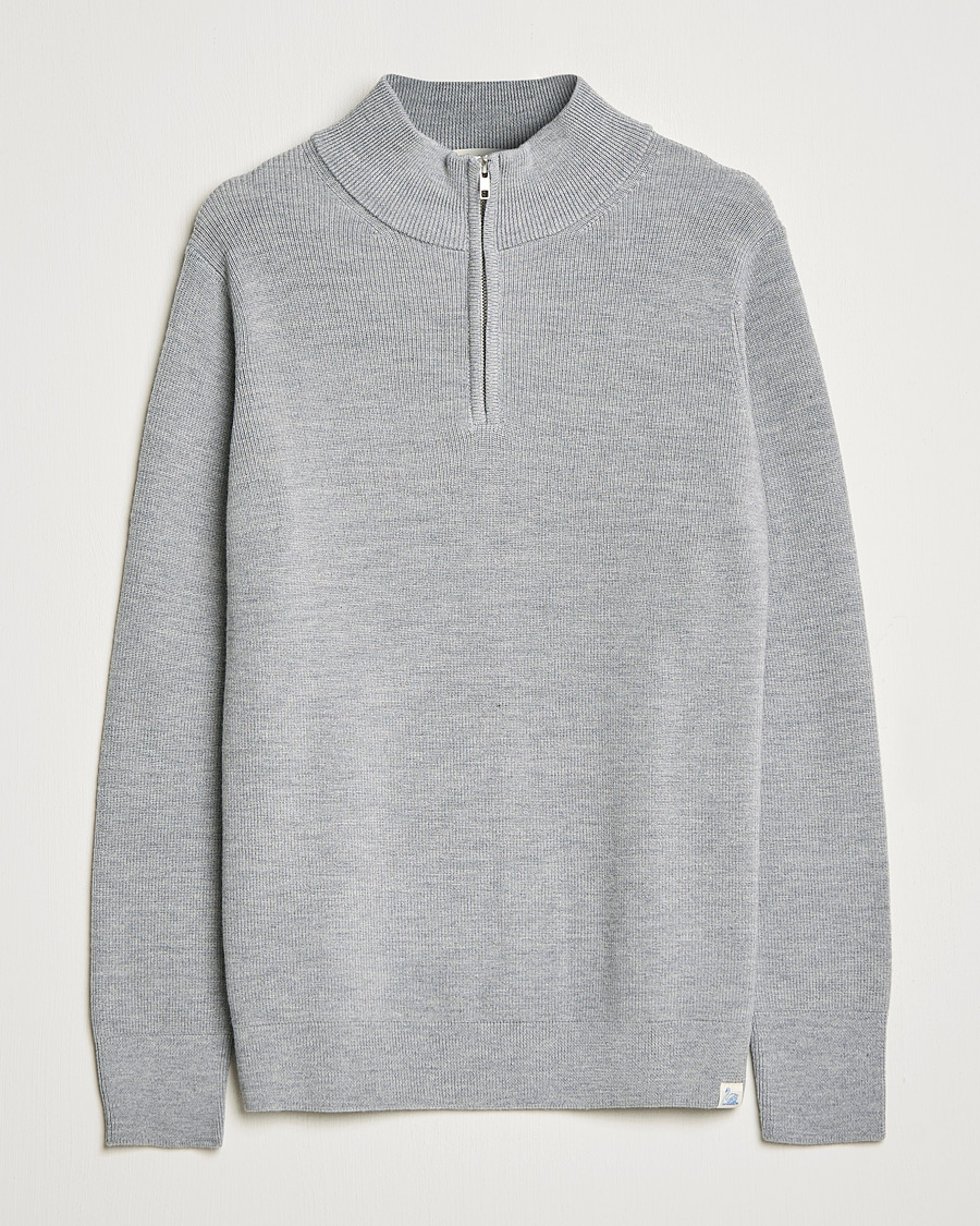 Herre | Gensere | Merz b. Schwanen | Merino Wool Half Zip Grey Mel
