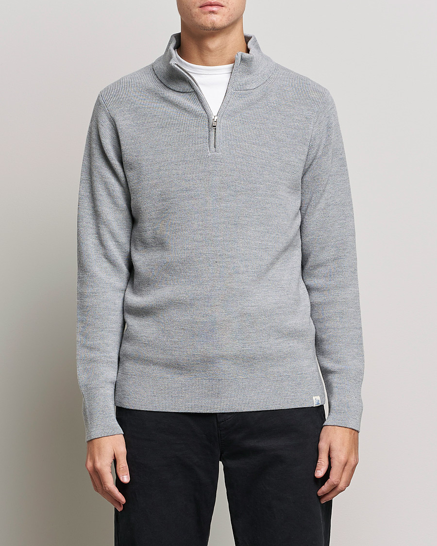 Herre | Gensere | Merz b. Schwanen | Merino Wool Half Zip Grey Mel
