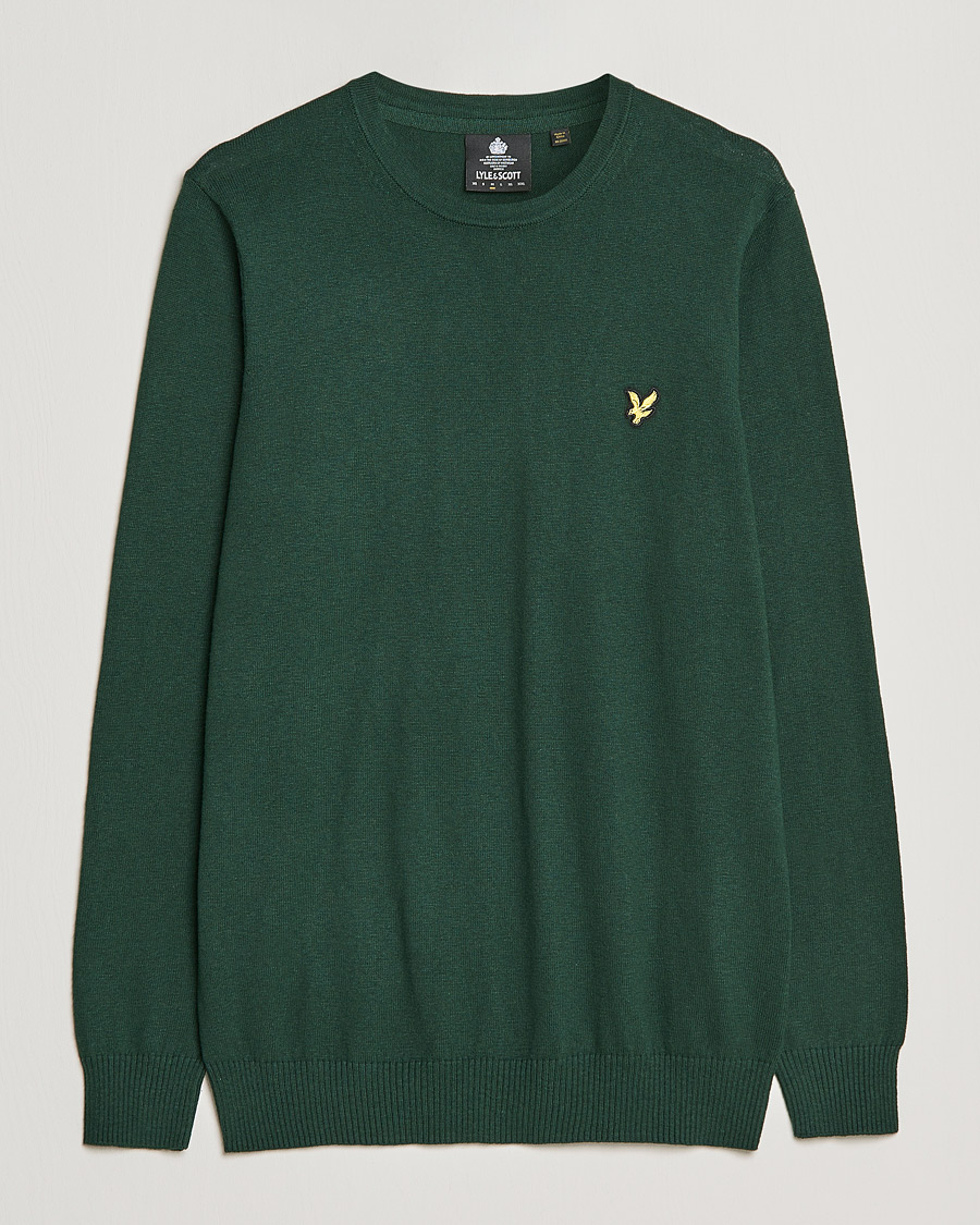 Herre | Gensere | Lyle & Scott | Crew Neck Cotton/Merino Jumper Dark Green