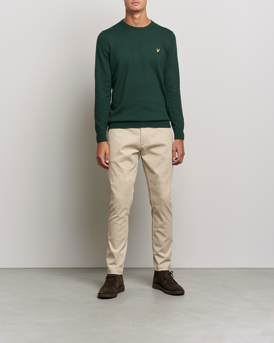 Herre | Gensere | Lyle & Scott | Crew Neck Cotton/Merino Jumper Dark Green