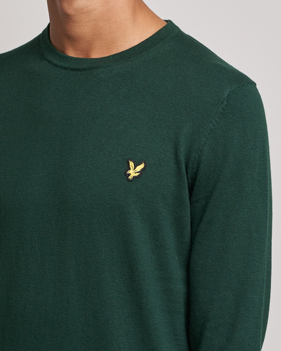 Herre | Gensere | Lyle & Scott | Crew Neck Cotton/Merino Jumper Dark Green