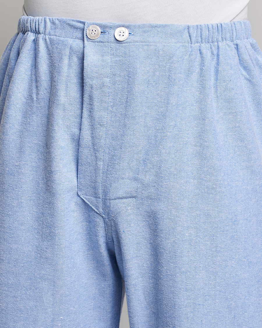 Herre | Pyjamaser og badekåper | Derek Rose | Brushed Cotton Flannel Herringbone Pyjama Set Blue