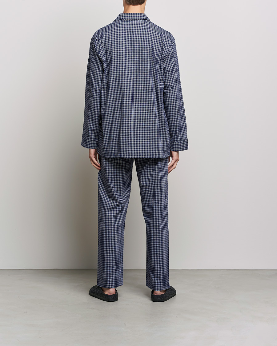 Herre |  | Derek Rose | Checked Cotton Pyjama Set Navy