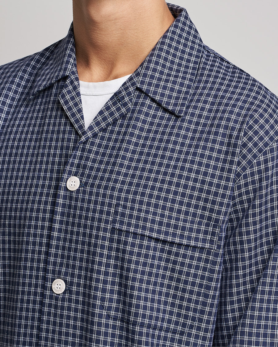 Herre | Pyjamaser og badekåper | Derek Rose | Checked Cotton Pyjama Set Navy