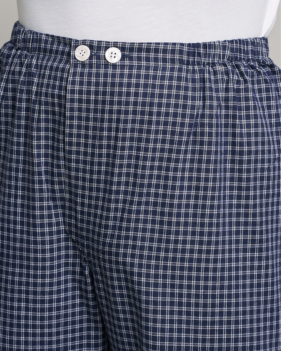 Herre | Pyjamaser og badekåper | Derek Rose | Checked Cotton Pyjama Set Navy