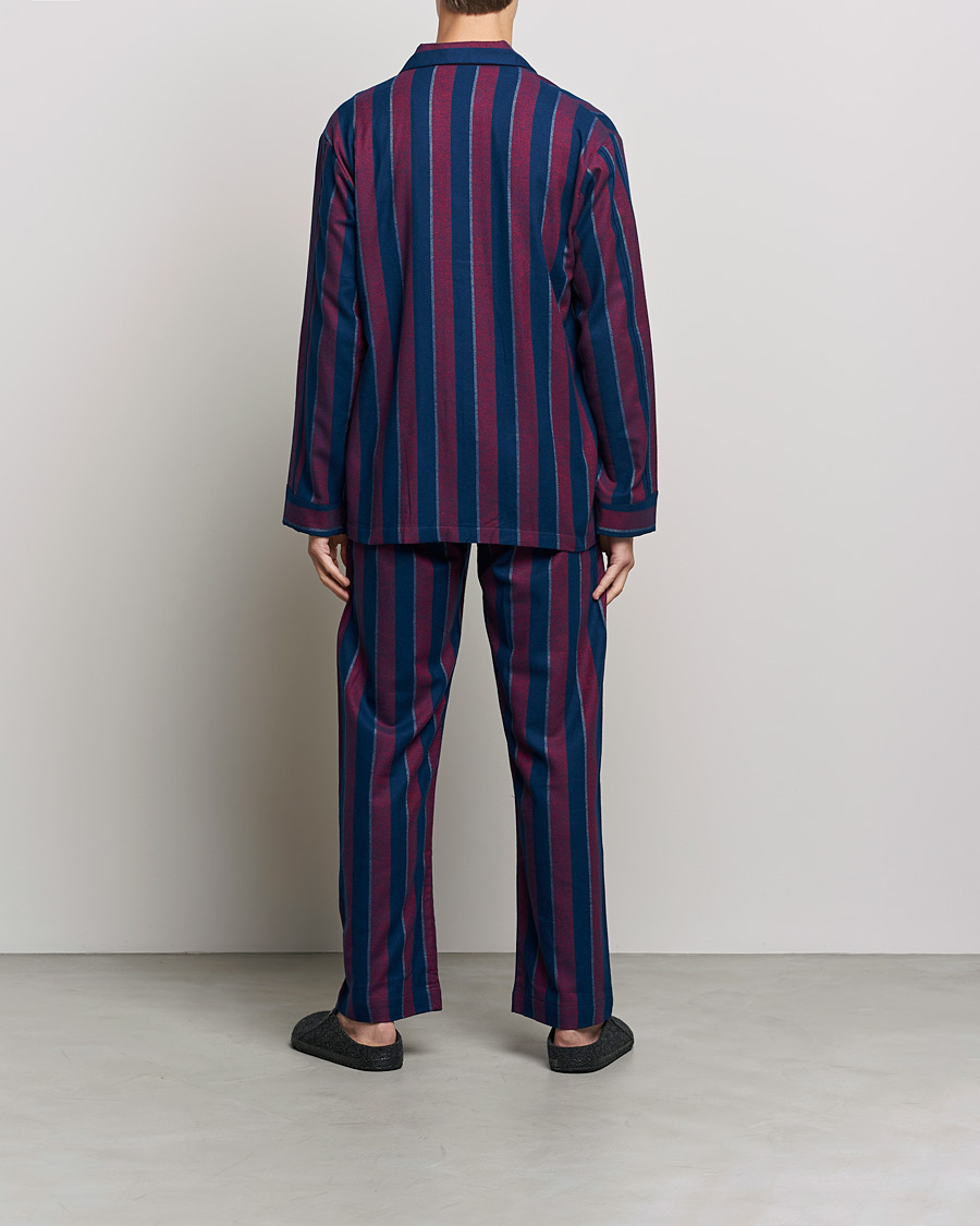 Herre | Pyjamaser og badekåper | Derek Rose | Brushed Cotton Flanell Striped Pyjama Set Navy