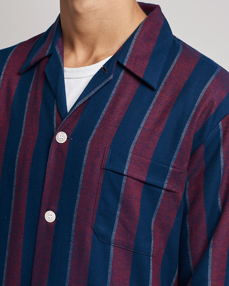 Herre | Pyjamaser og badekåper | Derek Rose | Brushed Cotton Flanell Striped Pyjama Set Navy