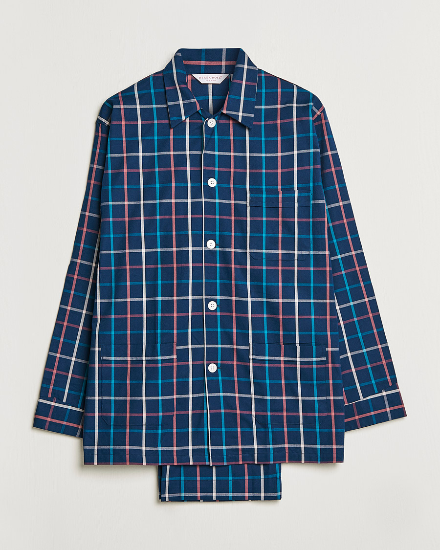 Herre | Pyjamaser og badekåper | Derek Rose | Checked Cotton Pyjama Set Multi
