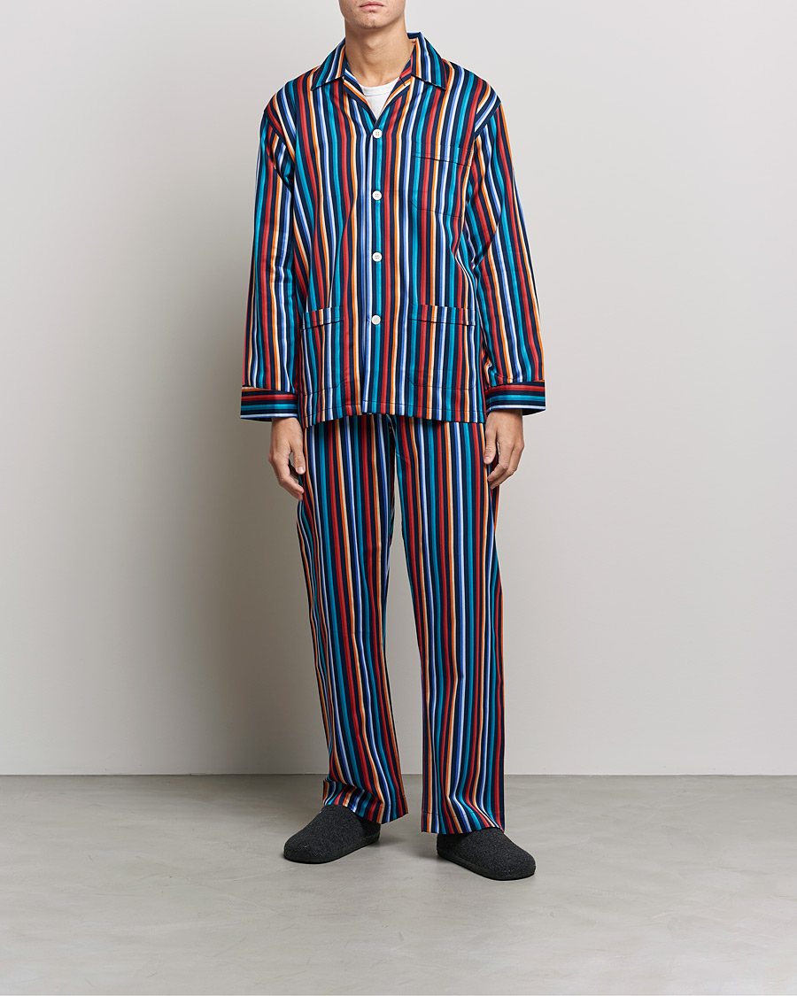 Herre | Pyjamaser og badekåper | Derek Rose | Striped Cotton Pyjama Set Multi