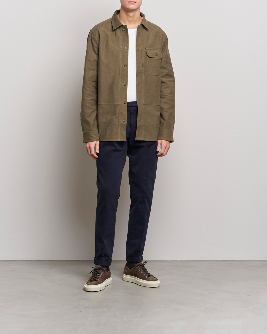 Herre | Bukser | Briglia 1949 | Easy Fit Pleated Cotton Stretch Chino Navy