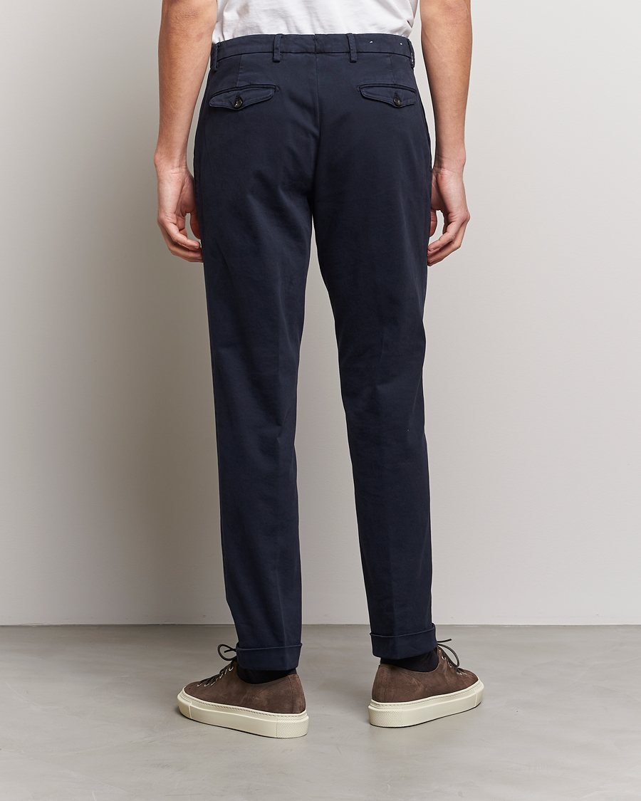 Herre | Bukser | Briglia 1949 | Easy Fit Pleated Cotton Stretch Chino Navy