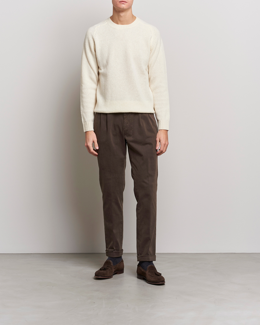 Herre | Bukser | Briglia 1949 | Easy Fit Pleated Cotton Stretch Chino Coffe Brown