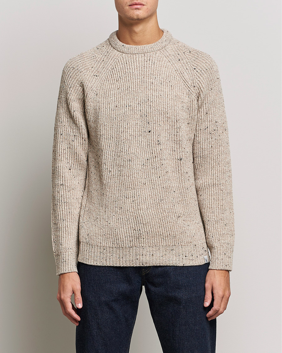 Herre | Best of British | Peregrine | Ford Knitted Wool Jumper Oatmeal