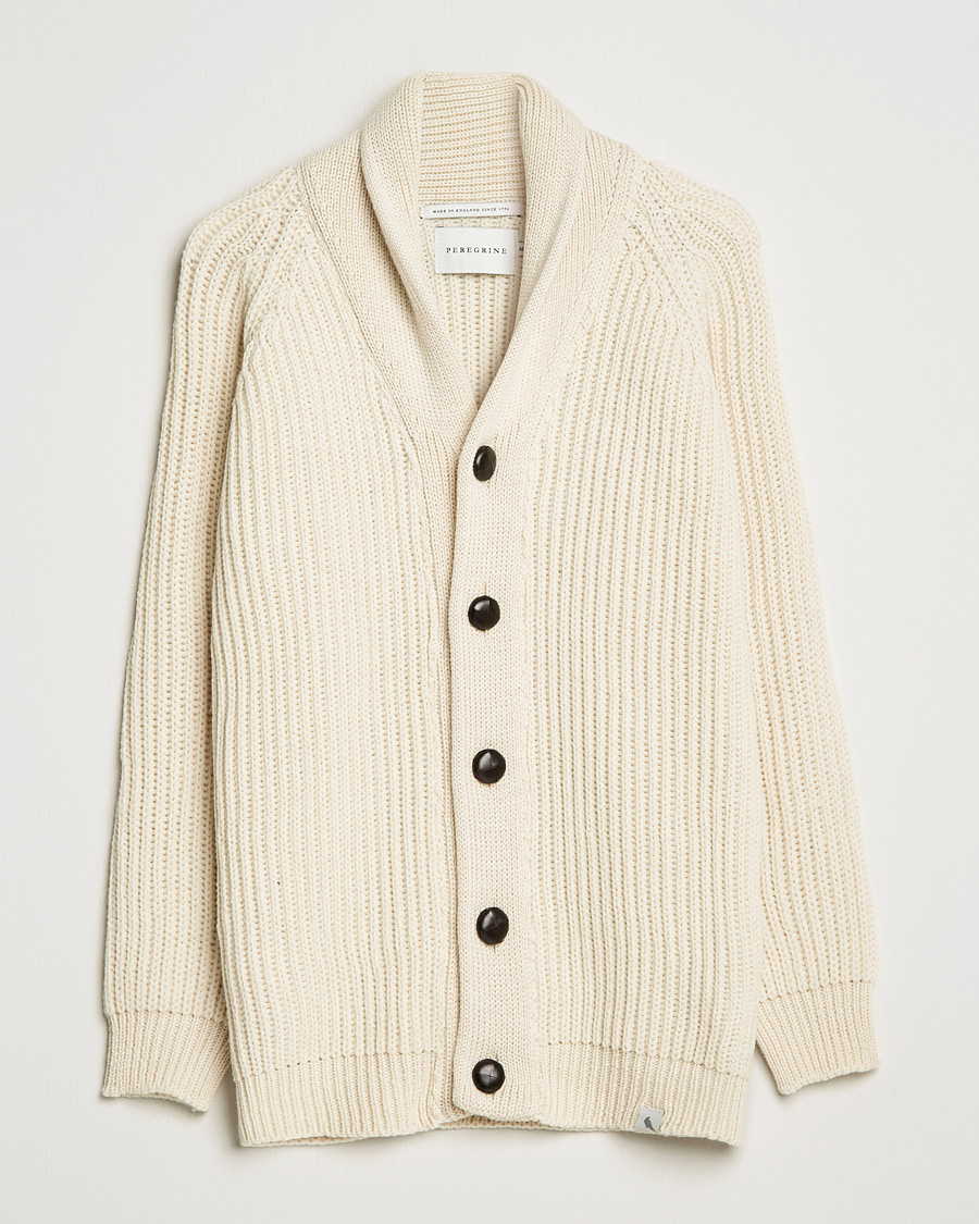 Herre | Gensere | Peregrine | Wilkinson Ribbed Wool Cardigan Cream