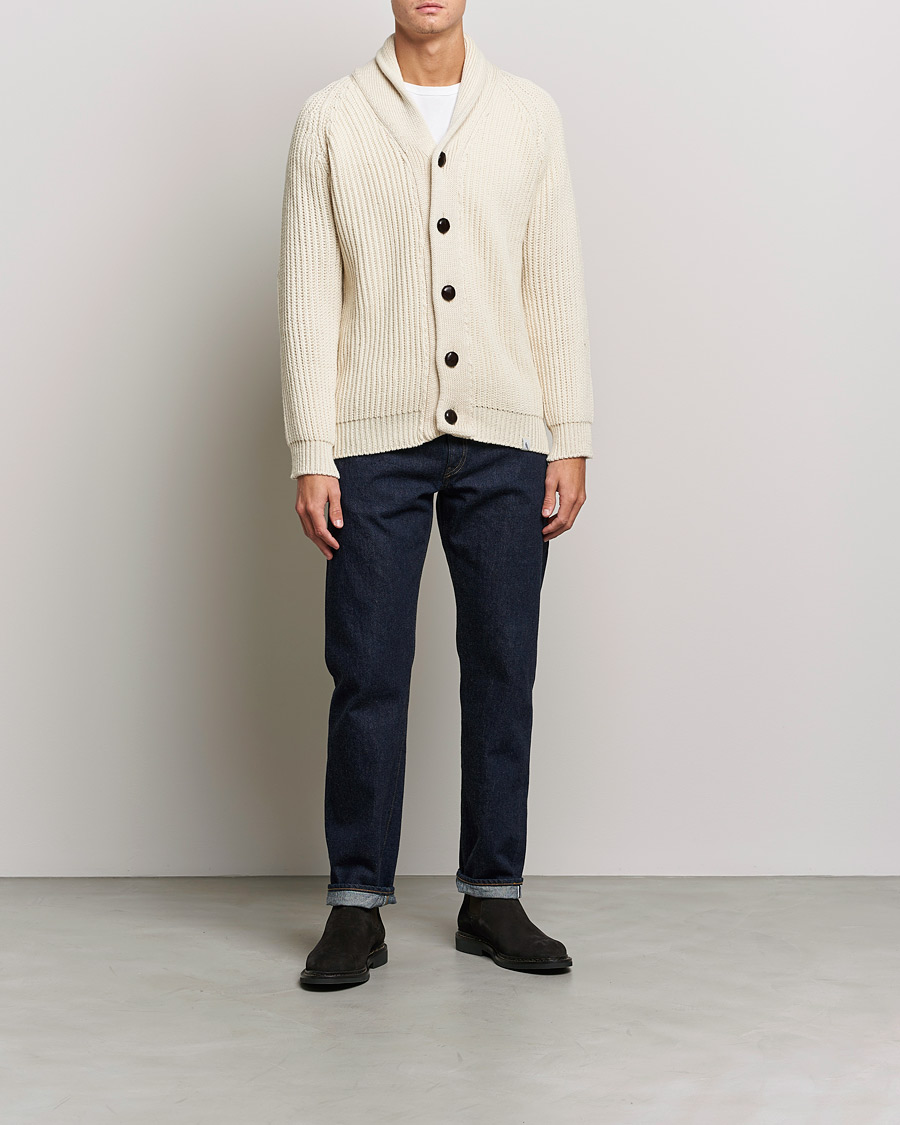 Herre | Gensere | Peregrine | Wilkinson Ribbed Wool Cardigan Cream