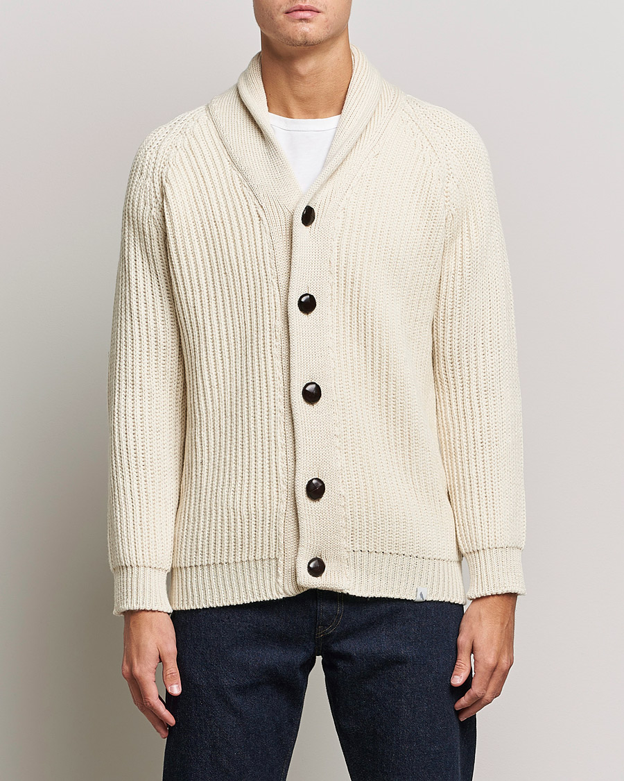 Herre | Gensere | Peregrine | Wilkinson Ribbed Wool Cardigan Cream