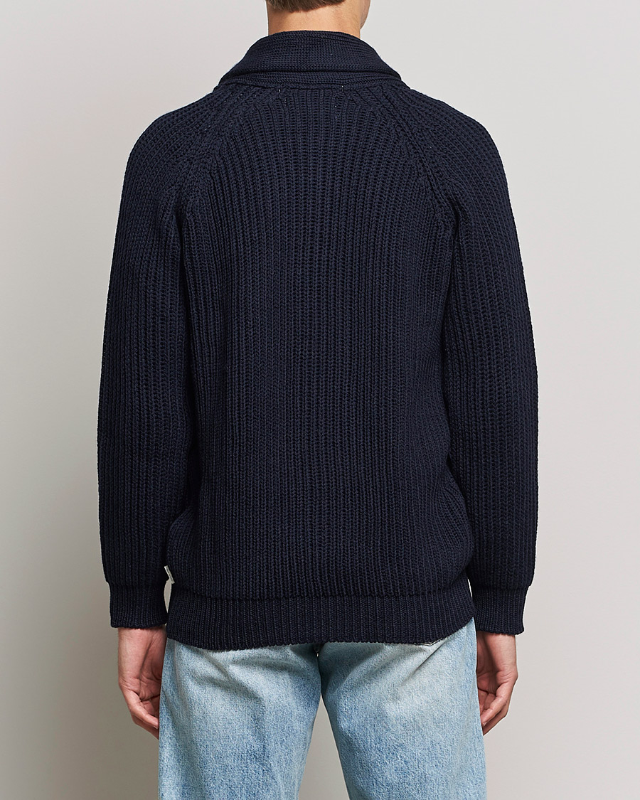 Herre | Gensere | Peregrine | Wilkinson Ribbed Wool Cardigan Navy
