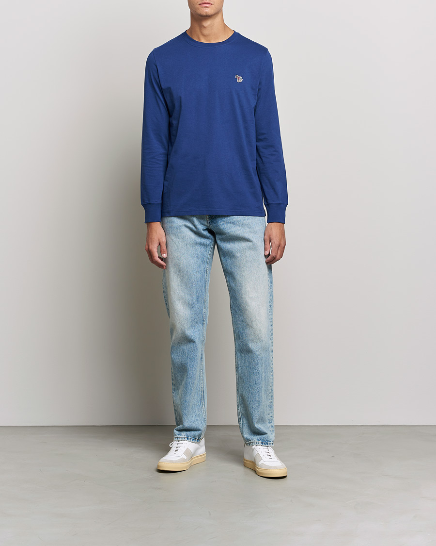 Herre | T-Shirts | PS Paul Smith | Zebra Organic Cotton Long Sleeve T-Shirt Navy