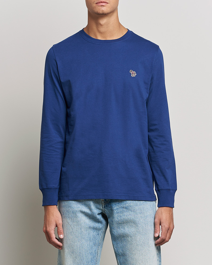 Herre | T-Shirts | PS Paul Smith | Zebra Organic Cotton Long Sleeve T-Shirt Navy