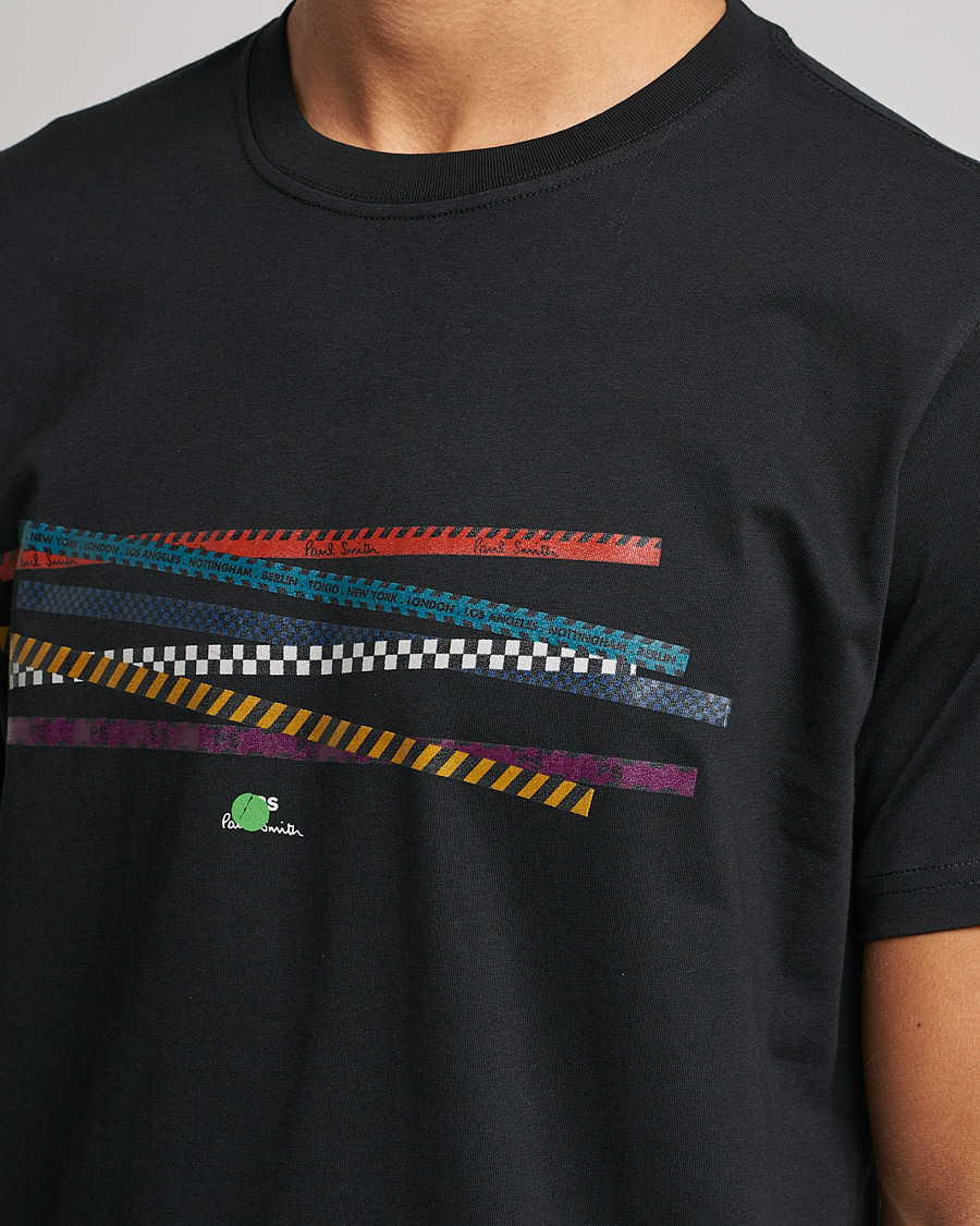 Herre | T-Shirts | PS Paul Smith | Tapes Cotton T-Shirt Black