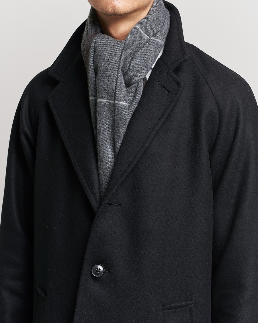 Herre | Skjerf | Begg & Co | Vale Lambswool/Cashmere Needle Check Scarf Grey Multi