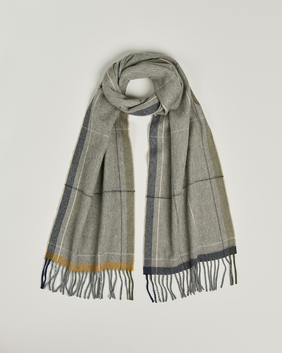 Herre |  | Begg & Co | Vale Lambswool/Cashmere Needle Check Scarf Stone Multi