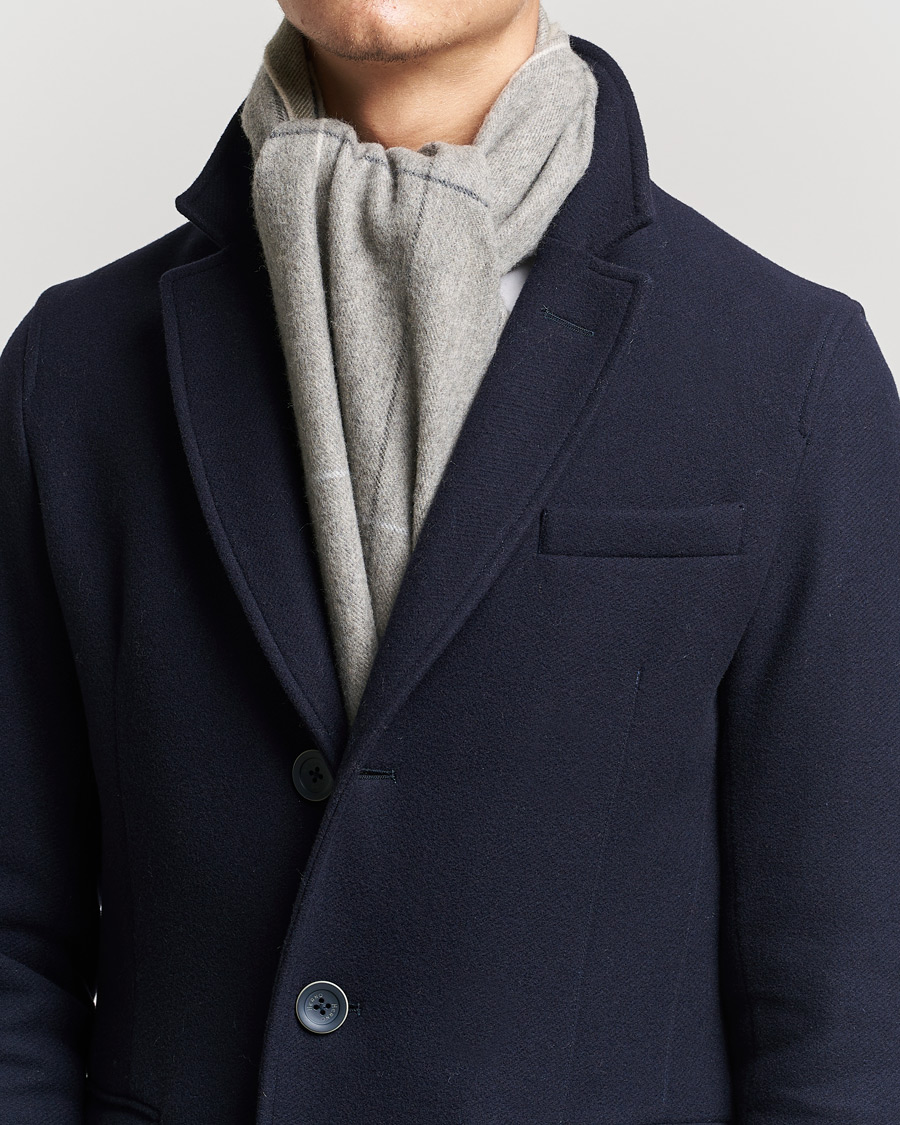 Herre | | Begg & Co | Vale Lambswool/Cashmere Needle Check Scarf Stone Multi