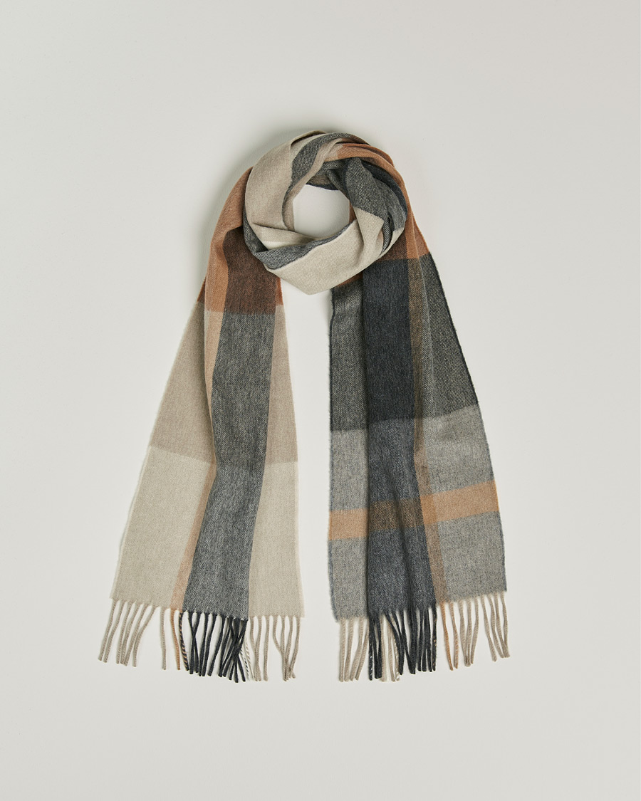 Herre | Begg & Co Vale Sitwell Lambswool/Cashmere Scarf Charcoal Natural | Begg & Co | Vale Sitwell Lambswool/Cashmere Scarf Charcoal Natural