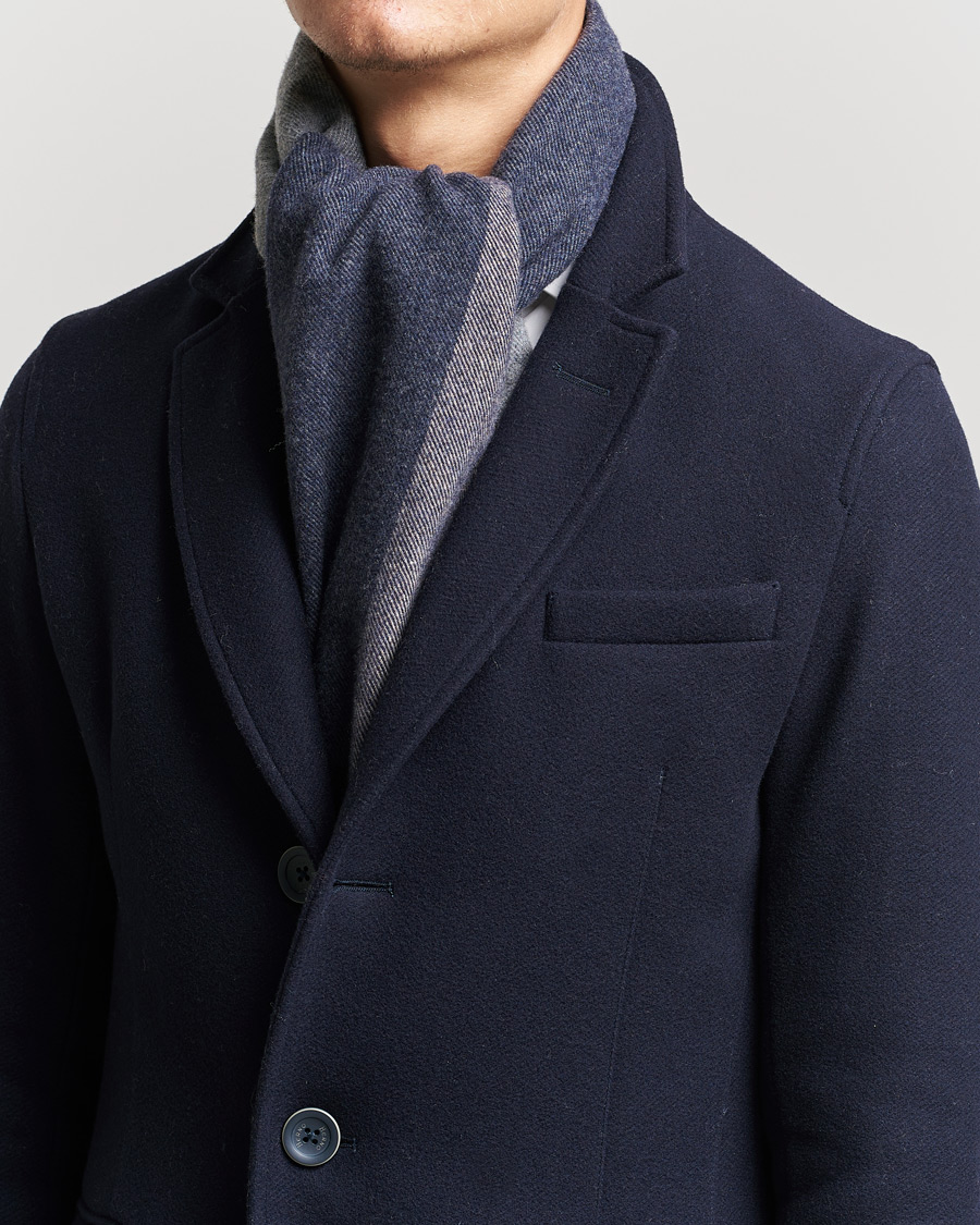 Herre |  | Begg & Co | Brook Recycled Cashmere/Merino Scarf Navy