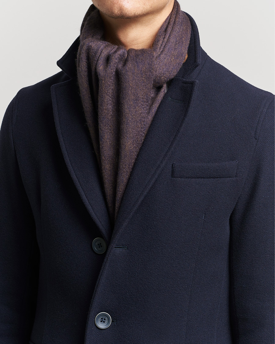 Herre |  | Begg & Co | Arran Reversible Cashmere Scarf Navy/Vicuna