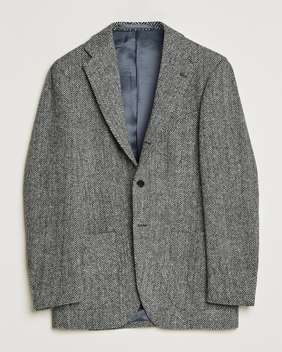 Herre | Dressjakker | Beams F | Herringbone Tweed Jacket Dark Grey