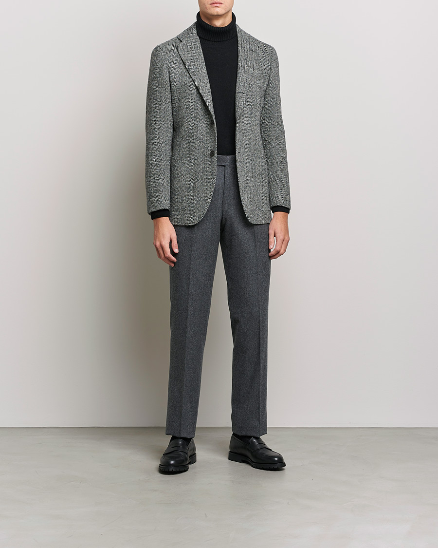 Herre | Dressjakker | Beams F | Herringbone Tweed Jacket Dark Grey