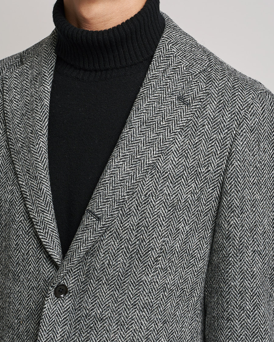 Herre | Dressjakker | Beams F | Herringbone Tweed Jacket Dark Grey