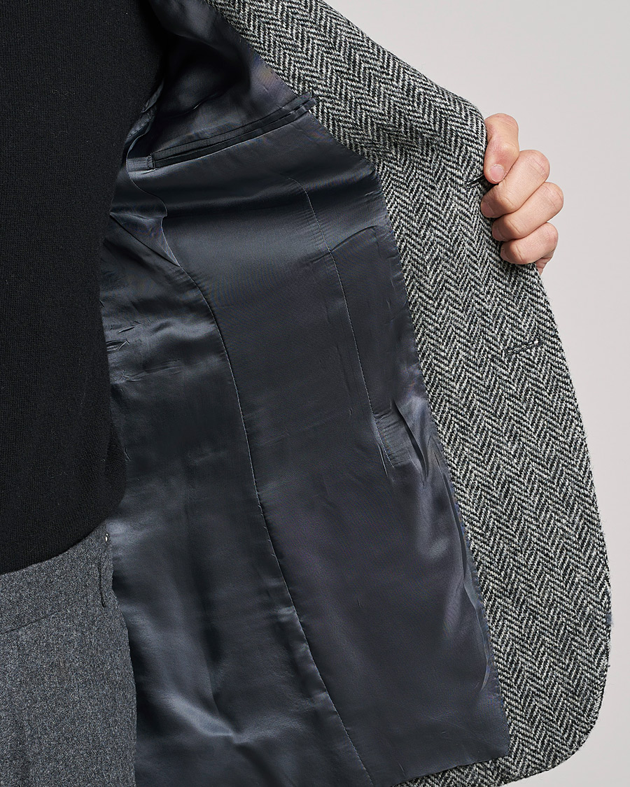 Herre | Dressjakker | Beams F | Herringbone Tweed Jacket Dark Grey