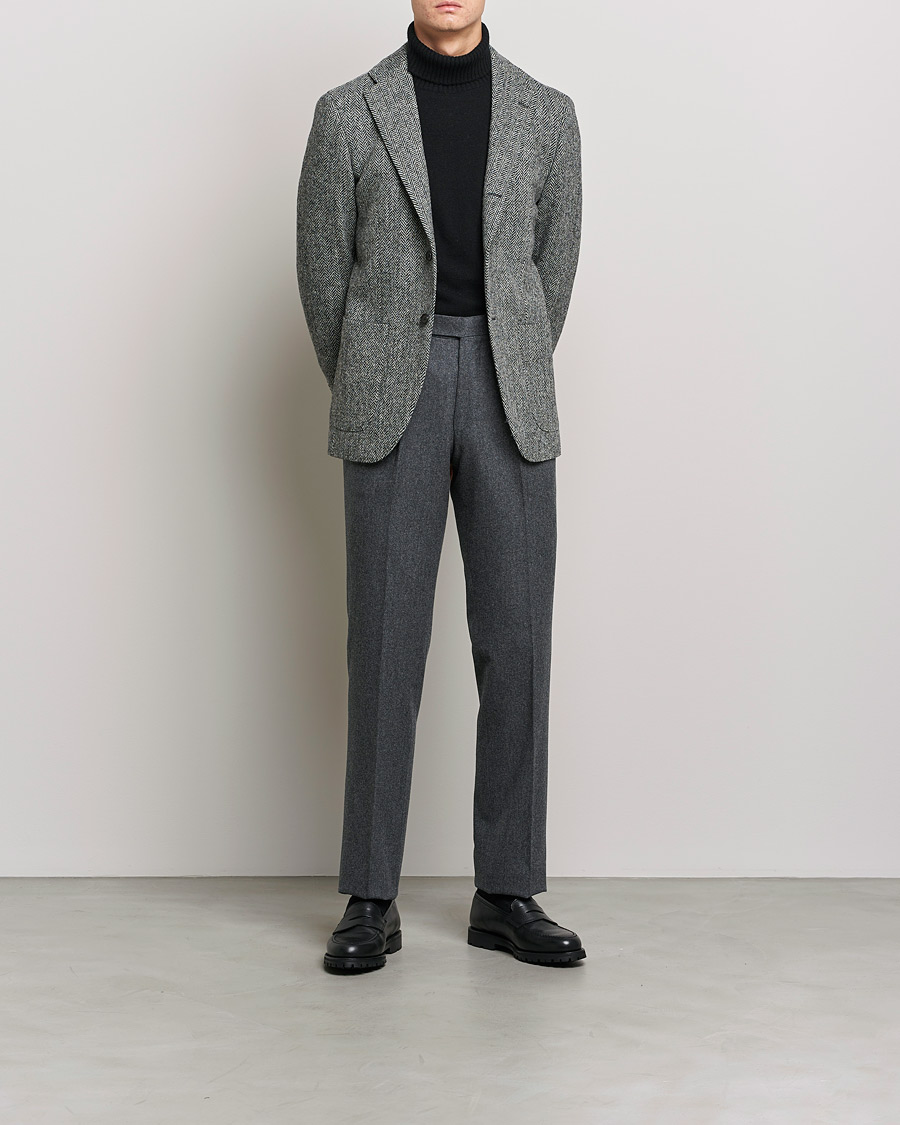 Herre |  | Beams F | Pleated Flannel Trousers Dark Grey