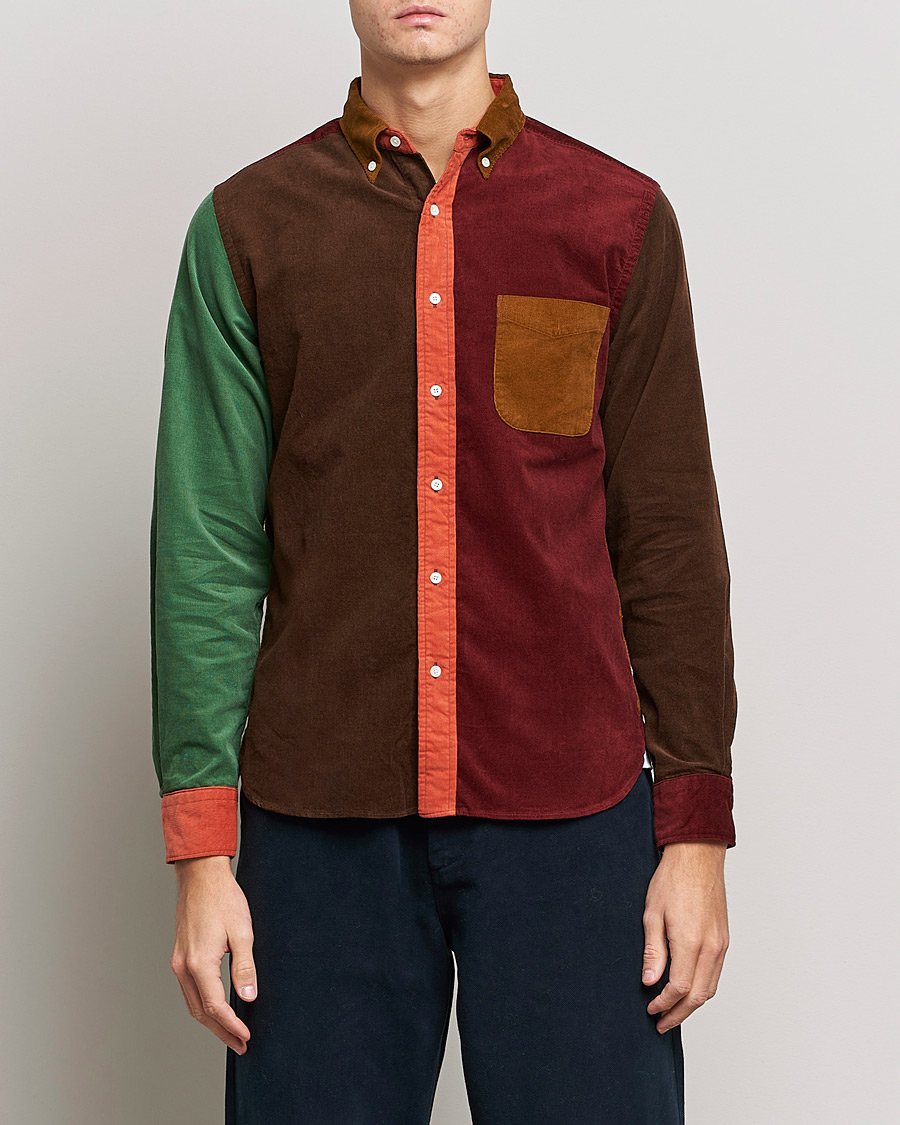 Herre | Skjorter | BEAMS PLUS | Corduroy Panel Button Down Shirt Golden Brown