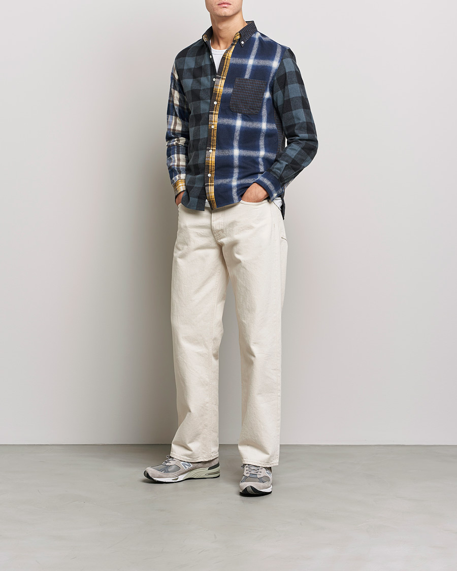 Herre |  | BEAMS PLUS | Flannel Panel Button Down Shirt Navy Check