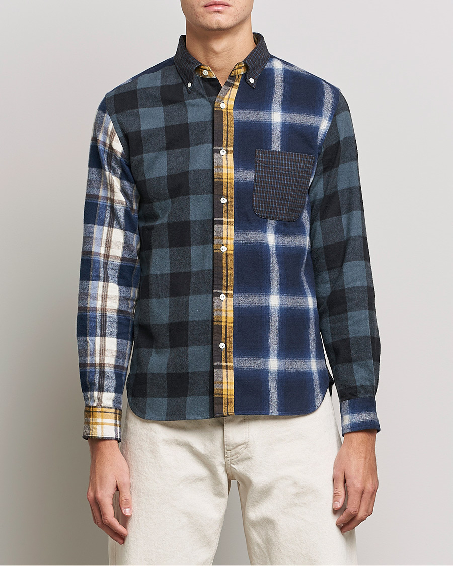 Herre | | BEAMS PLUS | Flannel Panel Button Down Shirt Navy Check