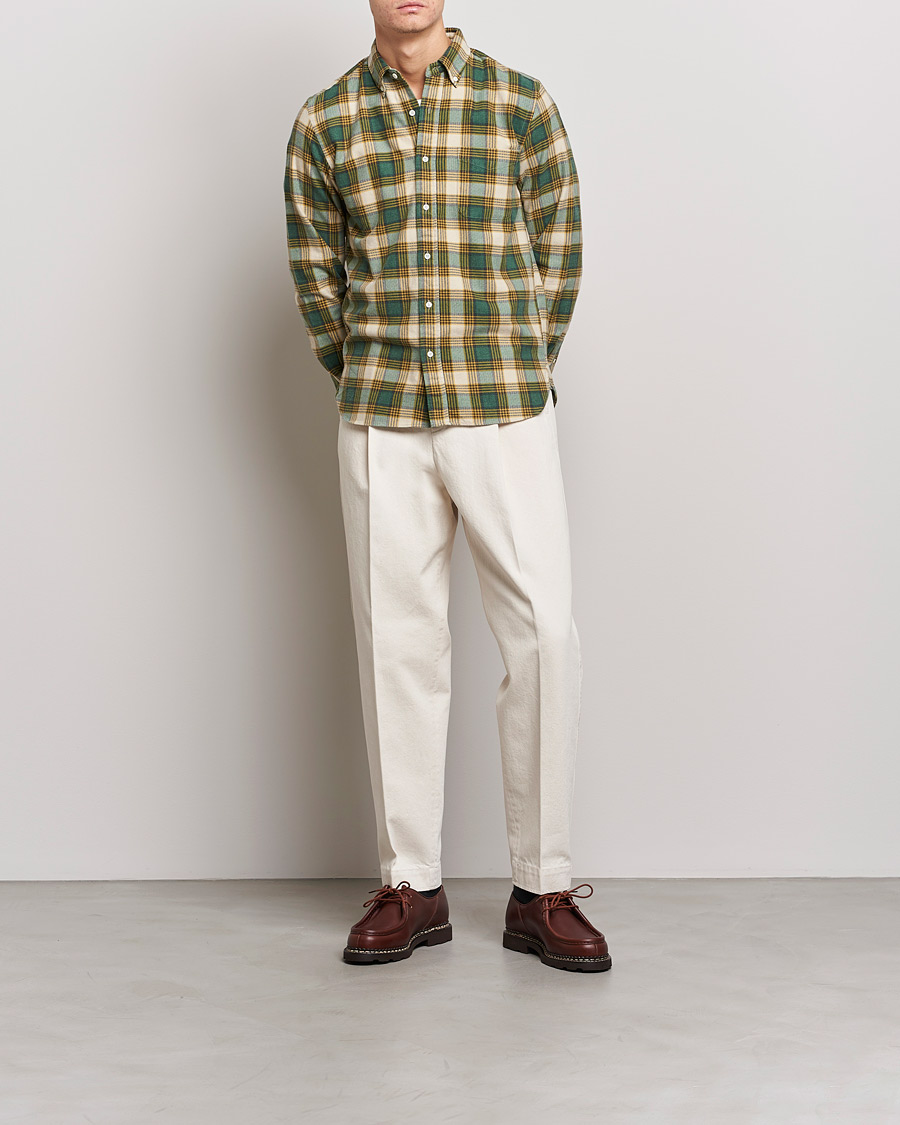 Herre |  | BEAMS PLUS | Flannel Button Down Shirt Green Check